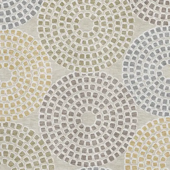 Beige Gold And Gray Geometric Washable Area Rug With UV Protection Photo 3
