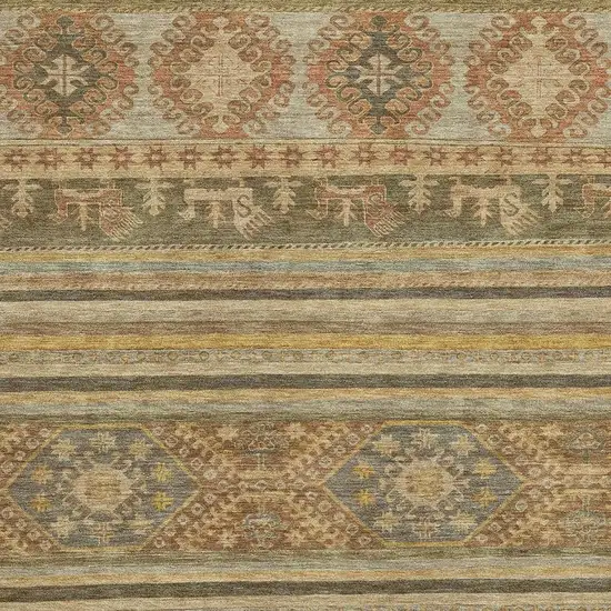 Beige Gold And Gray Medallion Washable Area Rug With UV Protection Photo 2