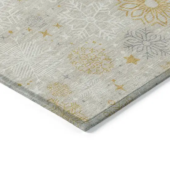 Beige Gold And Gray Medallion Washable Indoor Outdoor Area Rug Photo 9