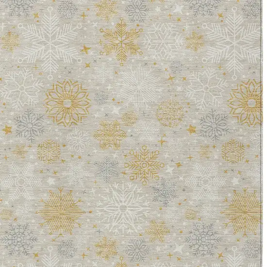 Beige Gold And Gray Medallion Washable Indoor Outdoor Area Rug Photo 8