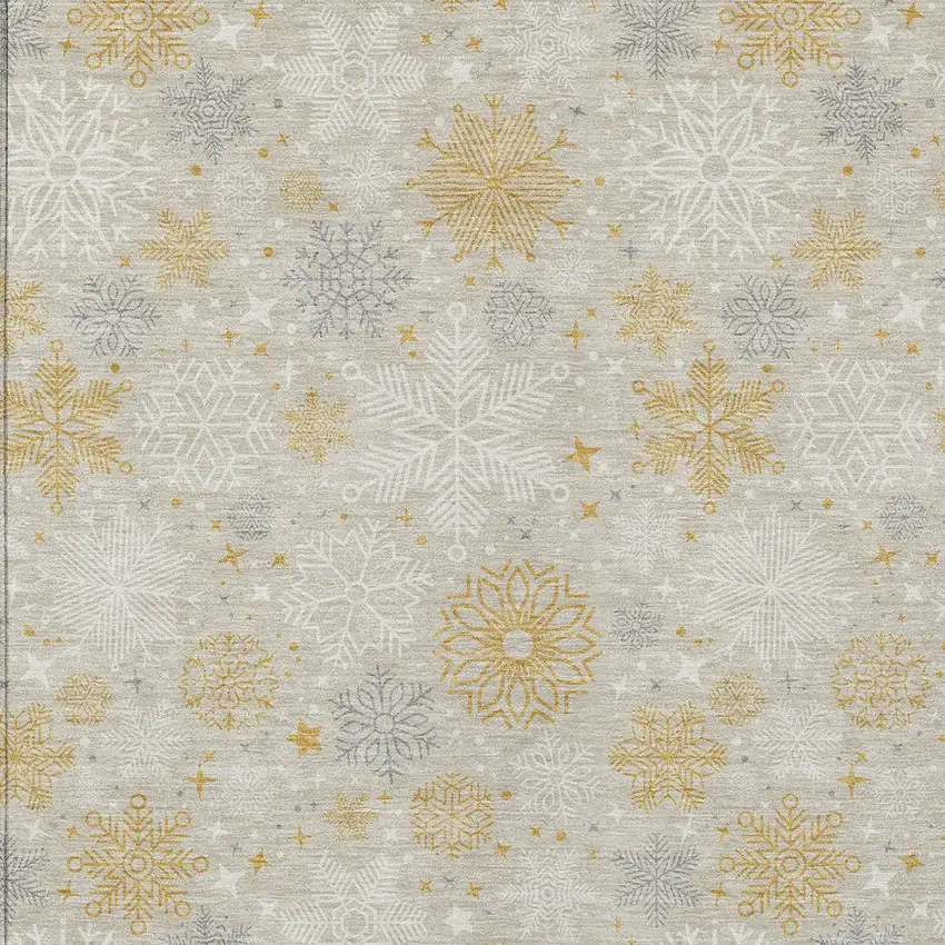 Beige Gold And Gray Medallion Washable Indoor Outdoor Area Rug Photo 8