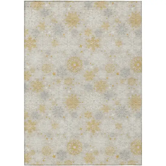 Beige Gold And Gray Medallion Washable Indoor Outdoor Area Rug Photo 7