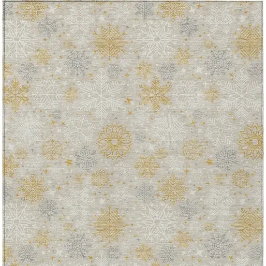 Beige Gold And Gray Medallion Washable Indoor Outdoor Area Rug Photo 9