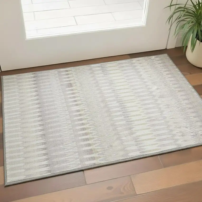 Beige Gold And Gray Southwestern Washable Area Rug With UV Protection Photo 2