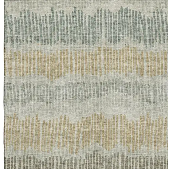 Beige Gold And Gray Striped Washable Area Rug With UV Protection Photo 3