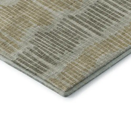 Beige Gold And Gray Striped Washable Area Rug With UV Protection Photo 8