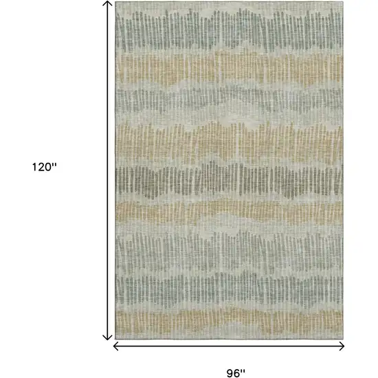 Beige Gold And Gray Striped Washable Area Rug With UV Protection Photo 9