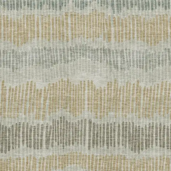 Beige Gold And Gray Striped Washable Area Rug With UV Protection Photo 3