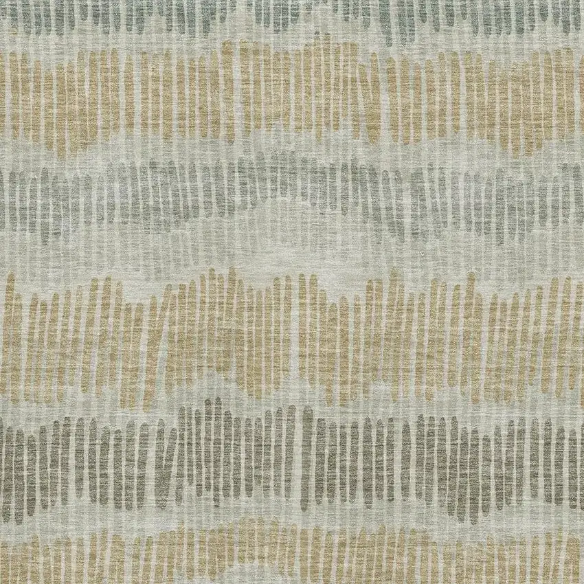 Beige Gold And Gray Striped Washable Area Rug With UV Protection Photo 3