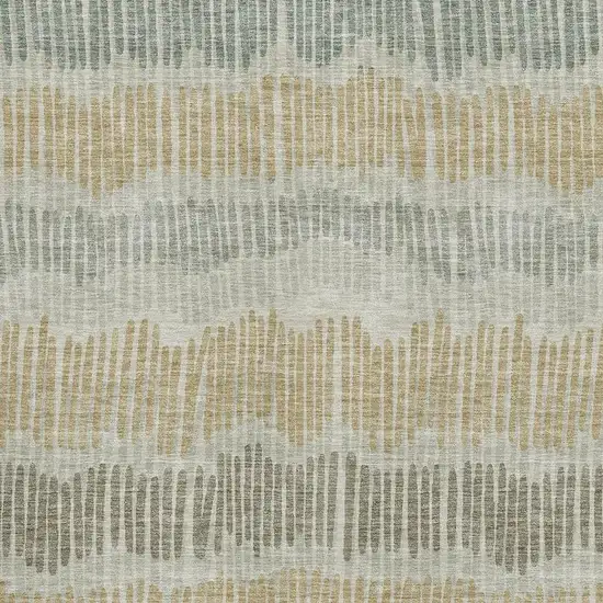 Beige Gold And Gray Striped Washable Area Rug With UV Protection Photo 3