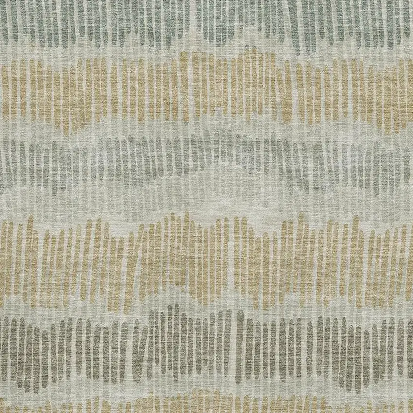 Beige Gold And Gray Striped Washable Area Rug With UV Protection Photo 3