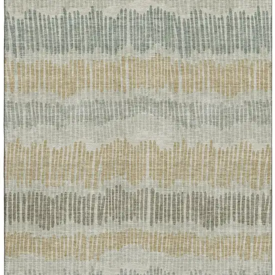Beige Gold And Gray Striped Washable Area Rug With UV Protection Photo 4