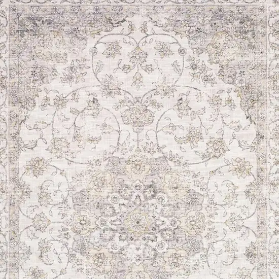 Beige Gold And Grey Oriental Power Loom Stain Resistant Area Rug Photo 4