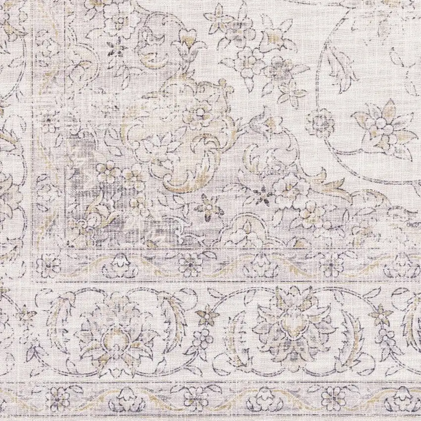 Beige Gold And Grey Oriental Power Loom Stain Resistant Area Rug Photo 4