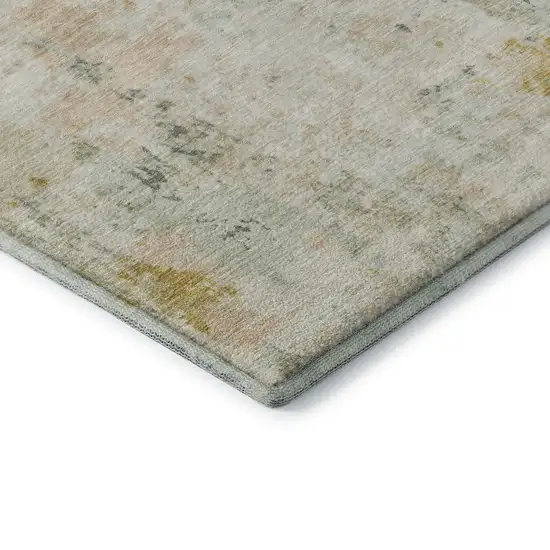 Beige Gold And Ivory Abstract Washable Area Rug With UV Protection Photo 6
