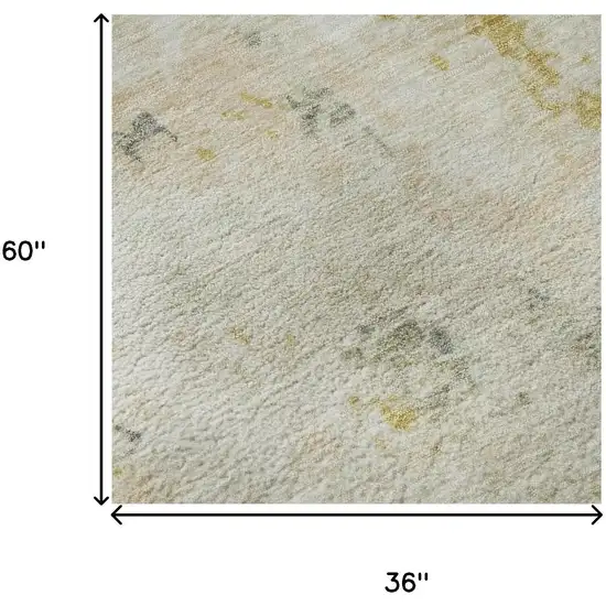 Beige Gold And Ivory Abstract Washable Area Rug With UV Protection Photo 8