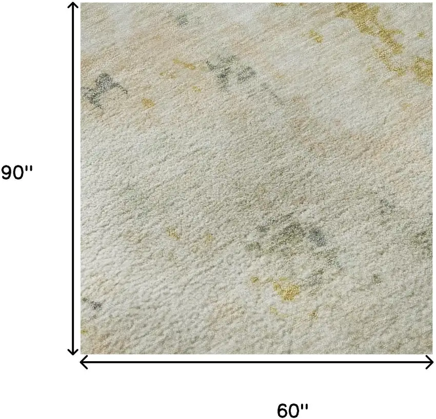 Beige Gold And Ivory Abstract Washable Area Rug With UV Protection Photo 8