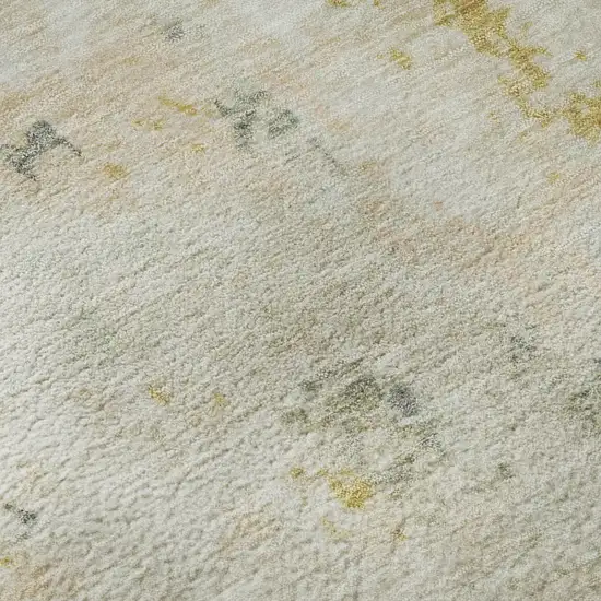Beige Gold And Ivory Abstract Washable Area Rug With UV Protection Photo 1