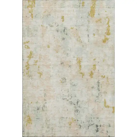 Beige Gold And Ivory Abstract Washable Area Rug With UV Protection Photo 5