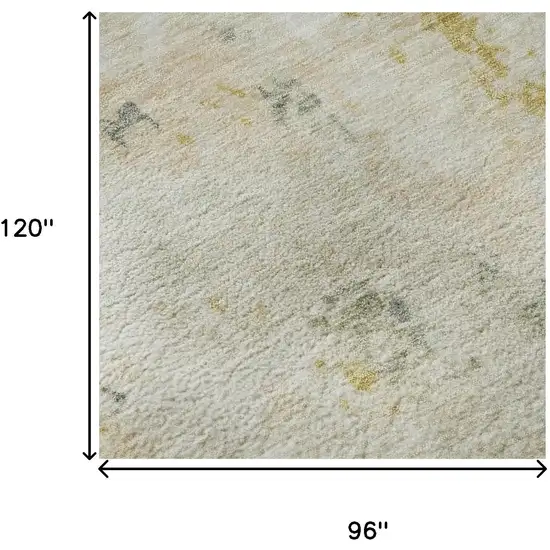 Beige Gold And Ivory Abstract Washable Area Rug With UV Protection Photo 9