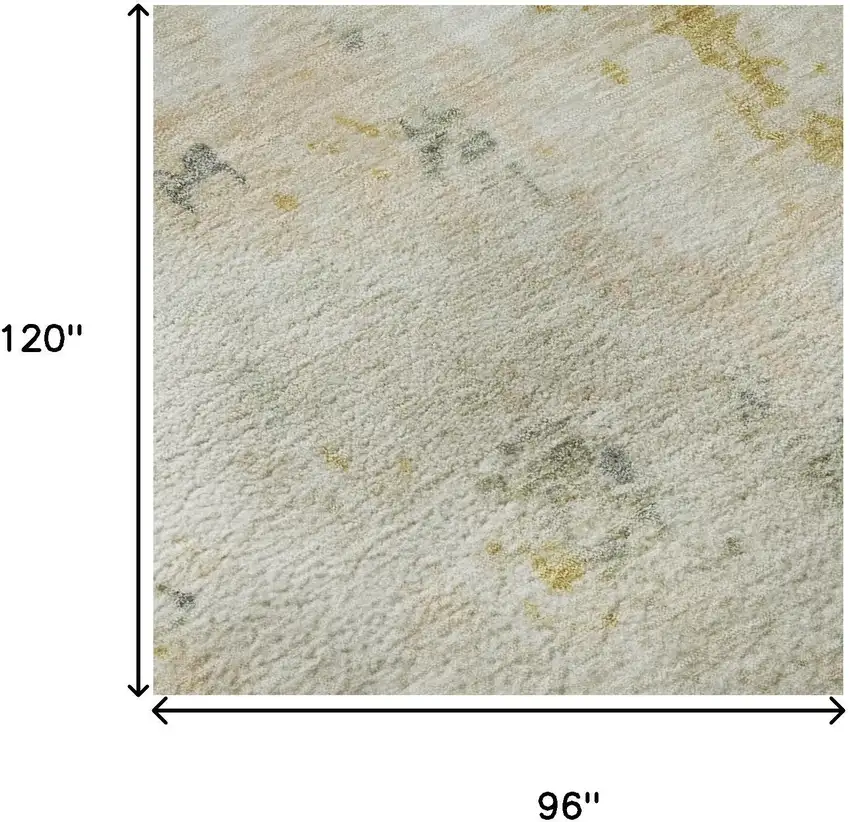 Beige Gold And Ivory Abstract Washable Area Rug With UV Protection Photo 9