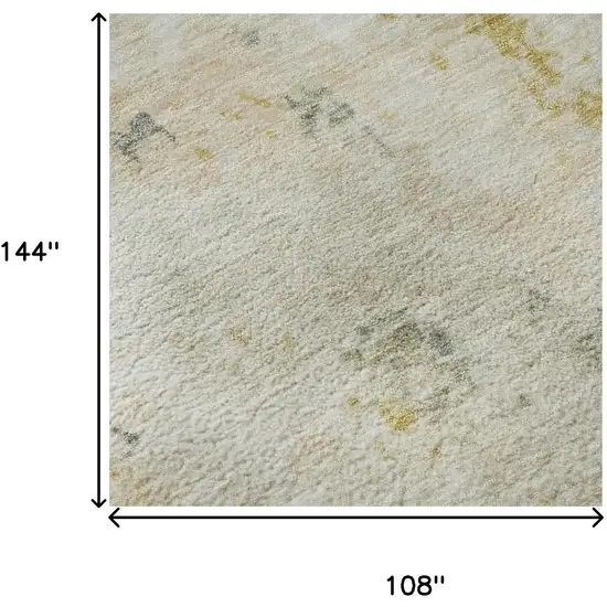 Beige Gold And Ivory Abstract Washable Area Rug With UV Protection Photo 8