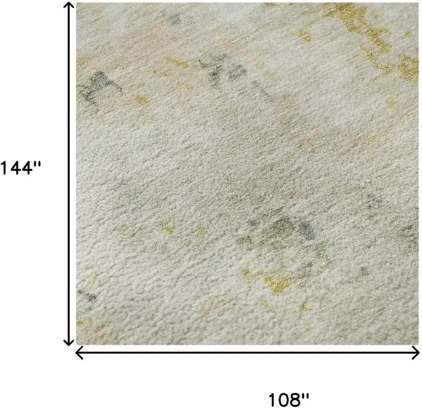 Beige Gold And Ivory Abstract Washable Area Rug With UV Protection Photo 8