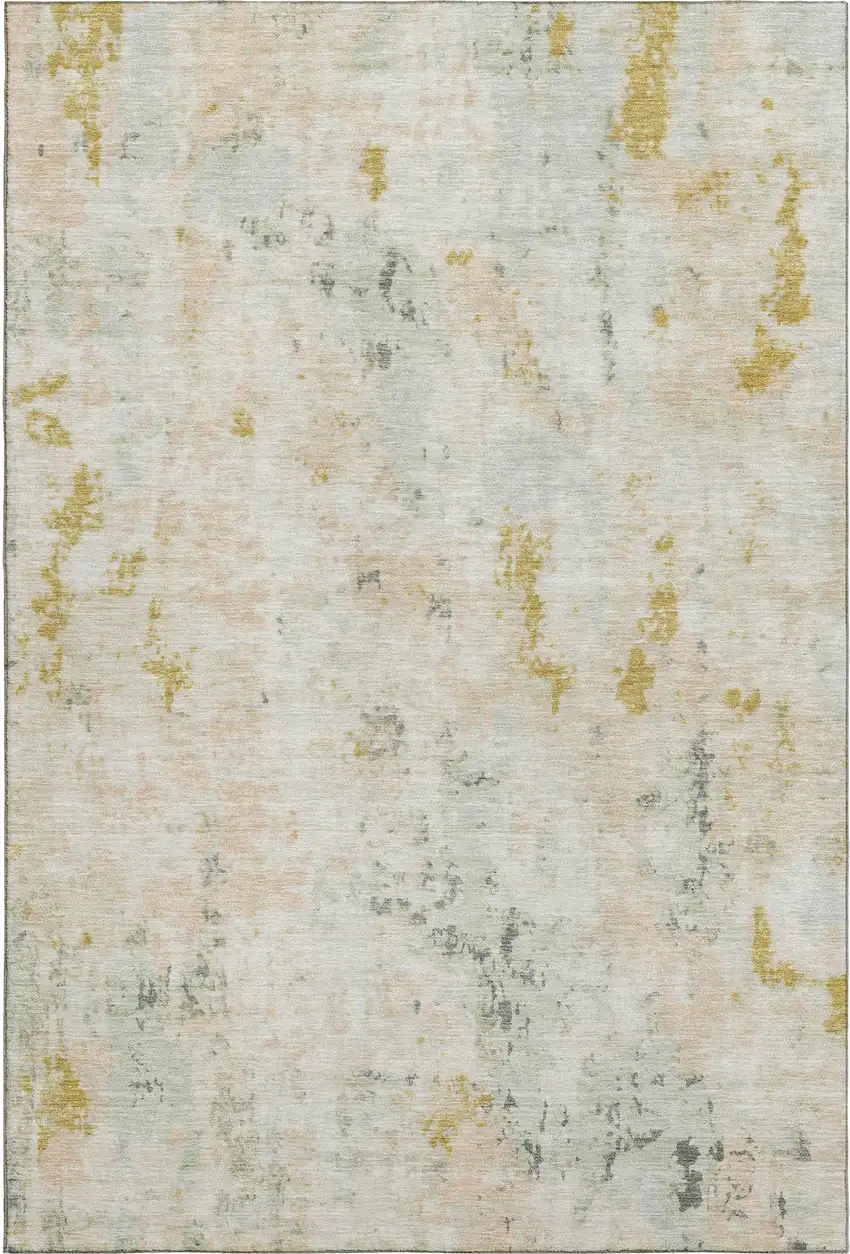 Beige Gold And Ivory Abstract Washable Area Rug With UV Protection Photo 5