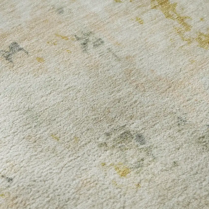 Beige Gold And Ivory Abstract Washable Area Rug With UV Protection Photo 1
