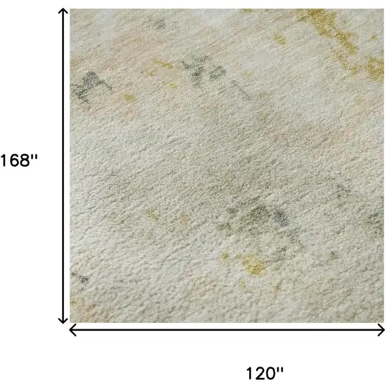 Beige Gold And Ivory Abstract Washable Area Rug With UV Protection Photo 9
