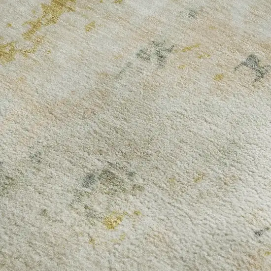 Beige Gold And Ivory Abstract Washable Area Rug With UV Protection Photo 2