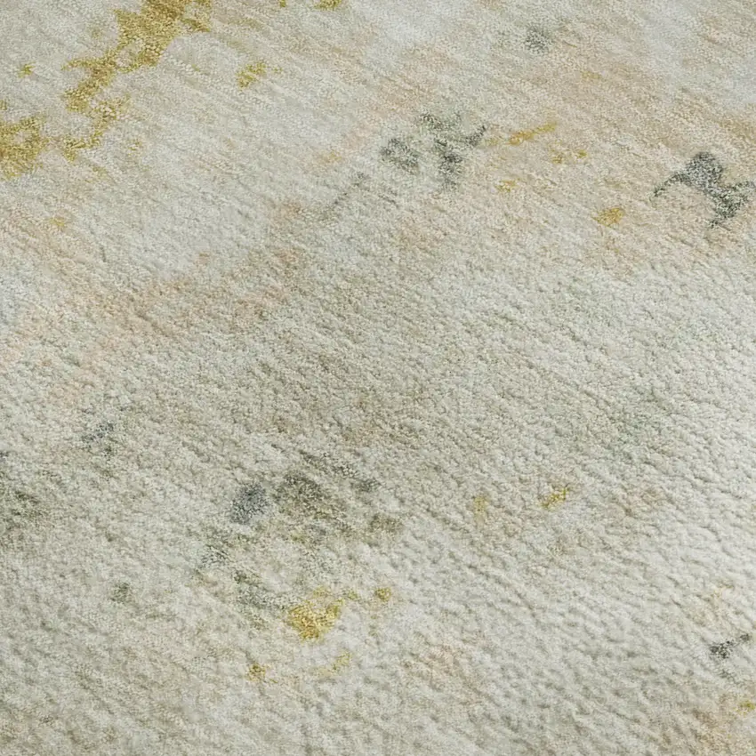 Beige Gold And Ivory Abstract Washable Area Rug With UV Protection Photo 2