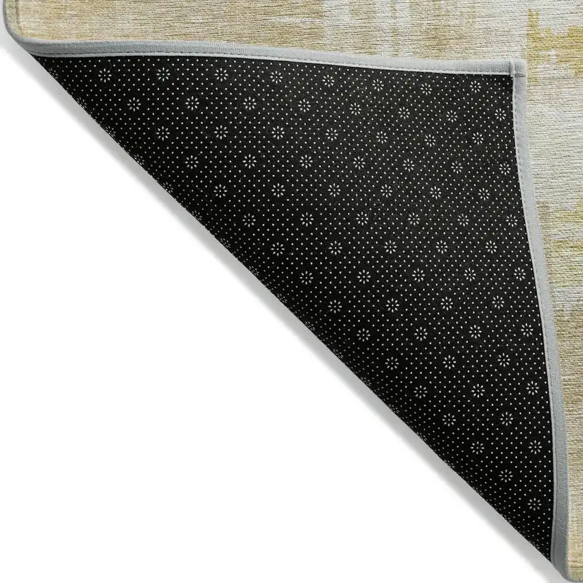 Beige Gold And Tan Abstract Washable Indoor Outdoor Area Rug Photo 5