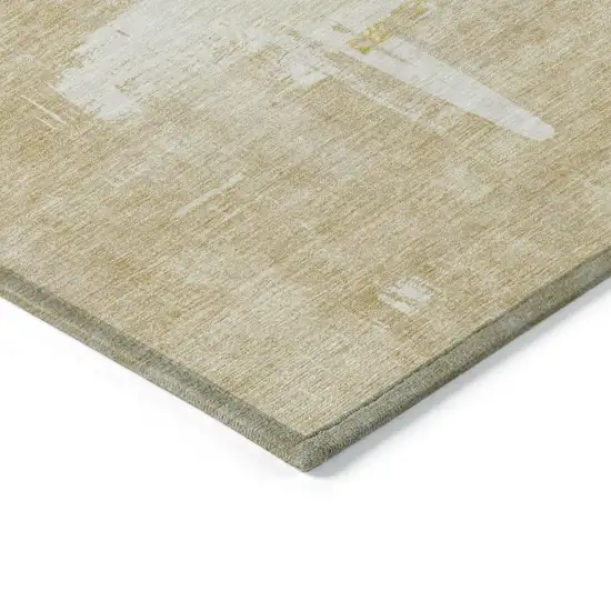 Beige Gold And Tan Abstract Washable Indoor Outdoor Area Rug Photo 4