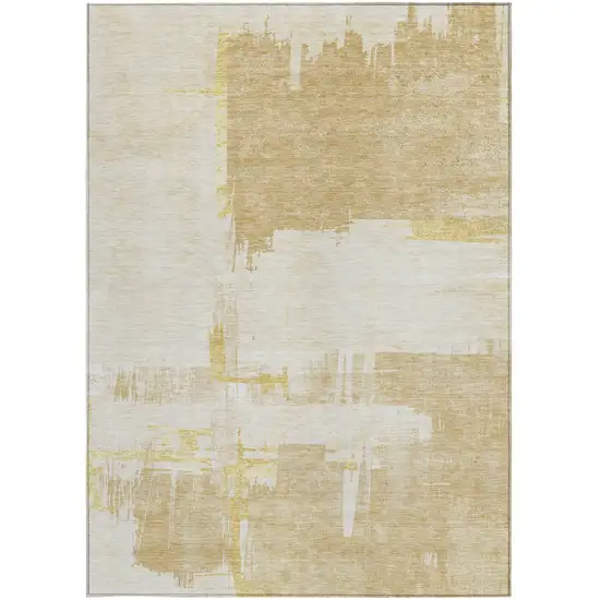 Beige Gold And Tan Abstract Washable Indoor Outdoor Area Rug Photo 6
