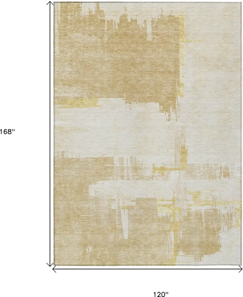 Beige Gold And Tan Abstract Washable Indoor Outdoor Area Rug Photo 3
