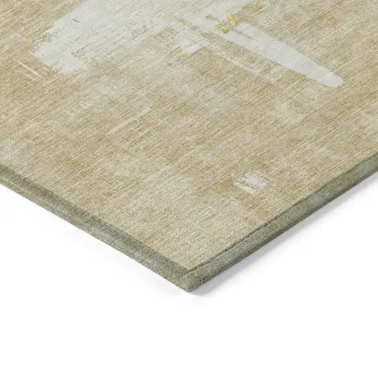 Beige Gold And Tan Abstract Washable Indoor Outdoor Area Rug Photo 4