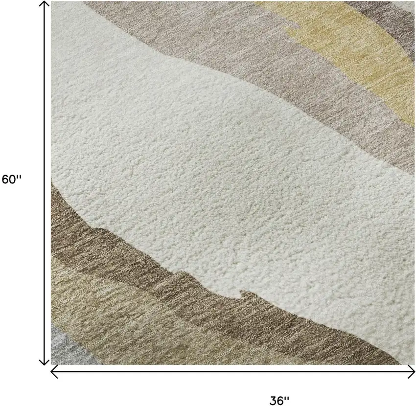 Beige Gold And Taupe Abstract Washable Area Rug With UV Protection Photo 8