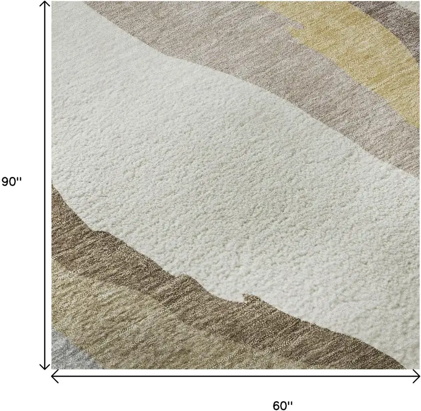 Beige Gold And Taupe Abstract Washable Area Rug With UV Protection Photo 8