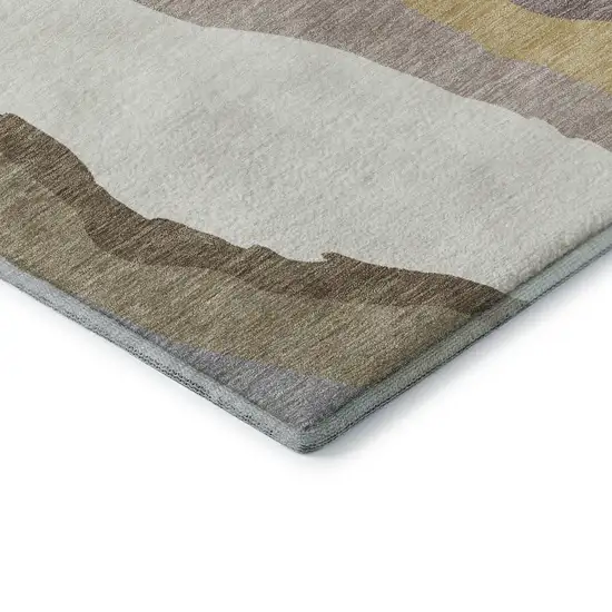 Beige Gold And Taupe Abstract Washable Area Rug With UV Protection Photo 6