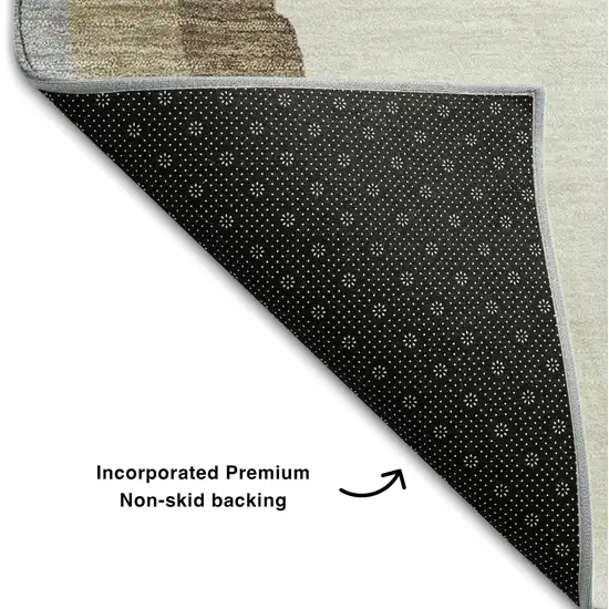 Beige Gold And Taupe Abstract Washable Area Rug With UV Protection Photo 5