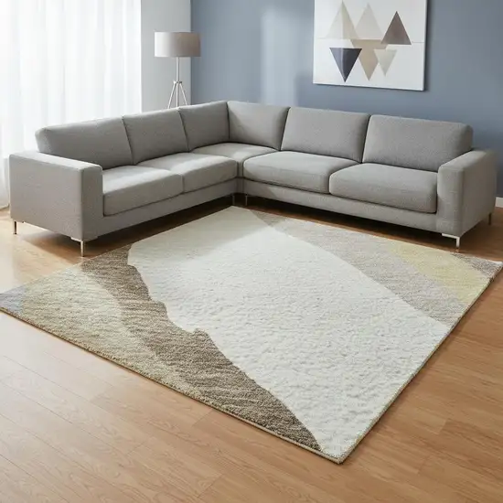 Beige Gold And Taupe Abstract Washable Area Rug With UV Protection Photo 2