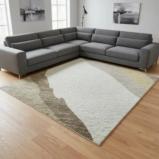 Beige Gold And Taupe Abstract Washable Area Rug With UV Protection Photo 2