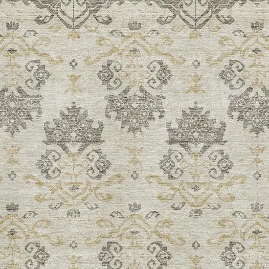 Beige Gold And Taupe Medallion Washable Area Rug With UV Protection Photo 3