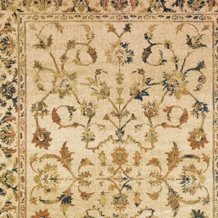 Beige Gold And Teal Oriental Power Loom Stain Resistant Area Rug Photo 3