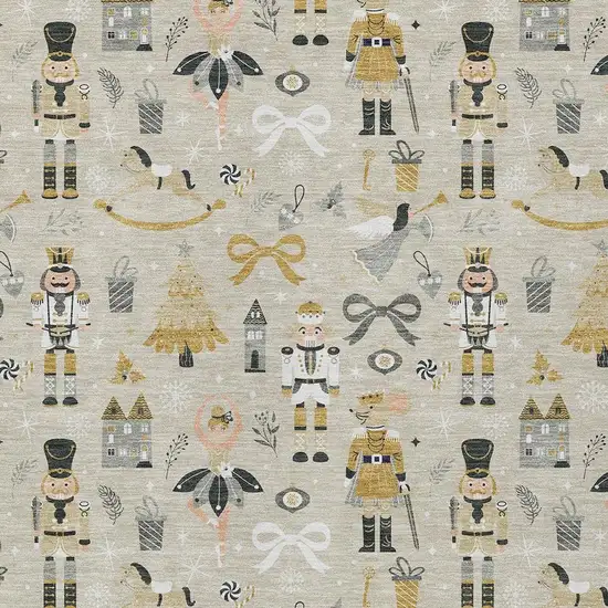 Beige Gold Black And Gray Nutcracker Washable Indoor Outdoor Area Rug Photo 3