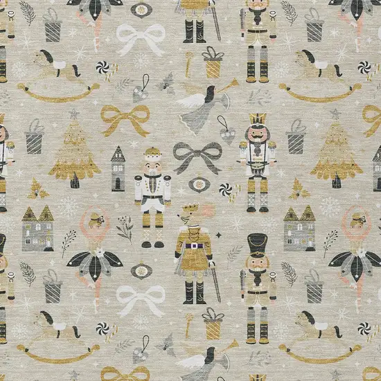 Beige Gold Black And Gray Nutcracker Washable Indoor Outdoor Area Rug Photo 9