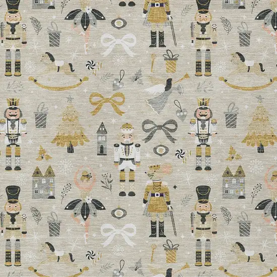 Beige Gold Black And Gray Nutcracker Washable Indoor Outdoor Area Rug Photo 9