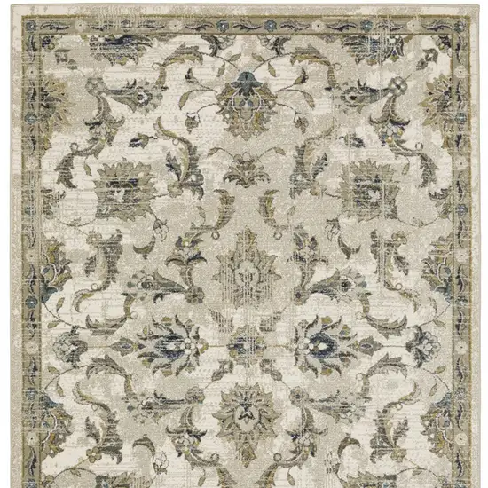 Beige Gold Blue And Grey Oriental Power Loom Stain Resistant Area Rug Photo 5