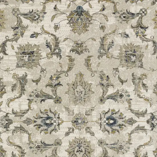 Beige Gold Blue And Grey Oriental Power Loom Stain Resistant Area Rug Photo 4